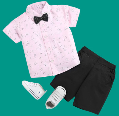 Vibe Trends Baby Boys & Baby Girls Party(Festive) Shirt Shorts(1001 PINK BLACK)