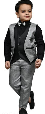 SMARTKIDSWEAR Baby Boys Festive & Party, Wedding Blazer, Shirt and Trouser Set(Grey Pack of 1)