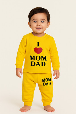 hanibee Baby Boys & Baby Girls Party(Festive) T-shirt Track Pants(Yellow)