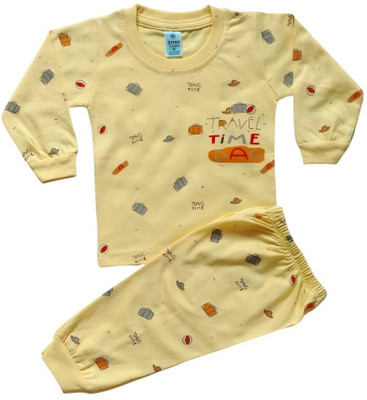 SANIKIDSWEAR Baby Boys & Baby Girls Casual Sweatshirt Pyjama(YELLOW)
