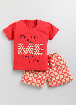 TOONYPORT Boys Casual T-shirt Shorts(Red)