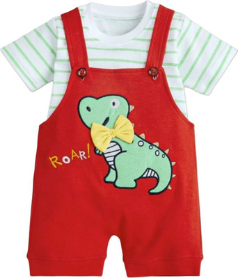 HouseOfCommon Baby Boys & Baby Girls Casual T-shirt Pant(White, Red)