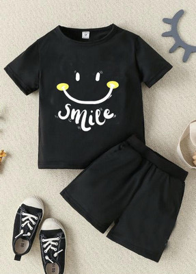 Lilsnuggles Baby Boys & Baby Girls Casual T-shirt Shorts(black)