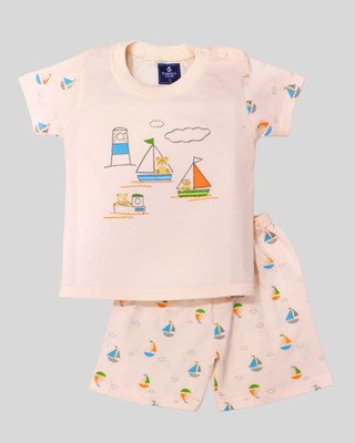 FASHION GRAB Baby Boys & Baby Girls Casual Top Shorts(Light Orange)