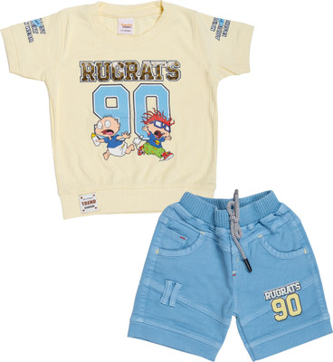 happiee bears Baby Boys Casual T-shirt Shorts(Lemon)