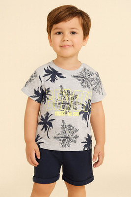 JENNY GARMENT Baby Boys & Baby Girls Party(Festive) T-shirt Shorts(Grey Melange & Navy Blue)