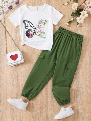 AVOVU Girls Party(Festive) T-shirt Pant(GREEN)