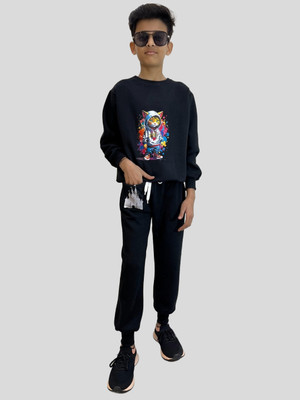 Al-Hudooms Boys Casual Sweatshirt Trouser(Black)