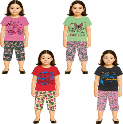 NK TRENDZ Girls Casual Pyjama Pyjama(PK-PIS-RD-BK)
