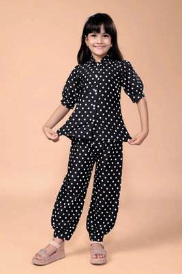 Vijatree Girls Casual Top Pant(Black)