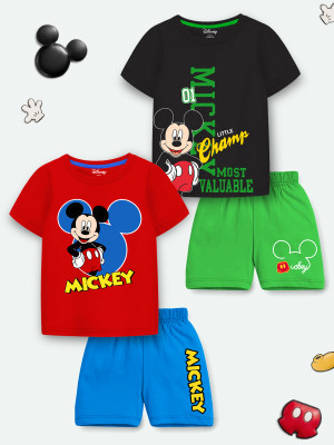 DISNEY BY MISS & CHIEF Boys & Girls Casual T-shirt Shorts(Red Blue, Black Green)