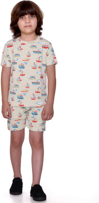 Leebonee Boys & Girls Casual T-shirt Shorts(Cream)