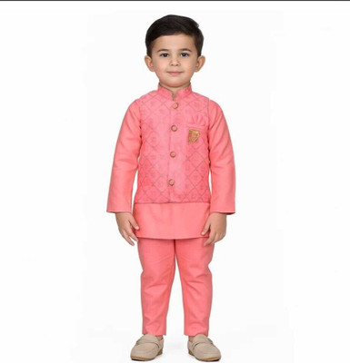 Nuwishtek Baby Boys Party(Festive) Waistcoat Pyjama(-PINK)