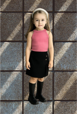 RIYANSHI Girls Casual Top Shorts(Pink, Black)
