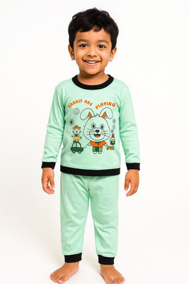 VACKY Boys & Girls Casual T-shirt Pant(Pale Green)