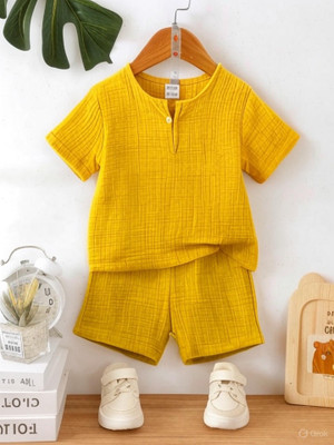 Nelkar Boys & Girls Casual Shirt Shorts(YELLOW)
