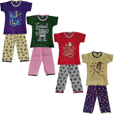 NK TRENDZ Boys & Girls Casual T-shirt Track Pants(Multicolor (Pack of 4) 4)