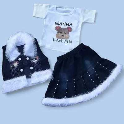 Raniomatic Baby Girls Party(Festive) T-shirt Skirt(blue)