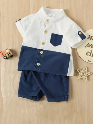 pehraava Baby Boys Party(Festive) Shirt Shorts(BLUE)