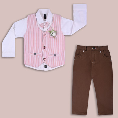 Wishkaro Boys Party(Festive) Waistcoat Pant(Pink)