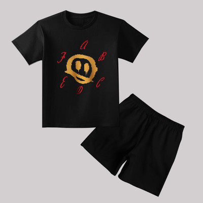 DOODEEKIDS Baby Boys & Baby Girls Casual T-shirt Shorts(Black)