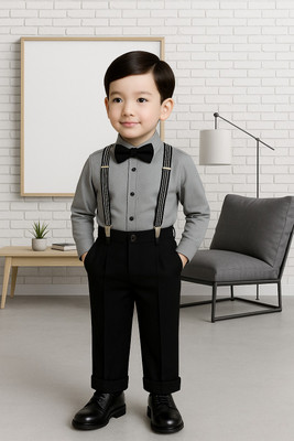Bleckz Someck Boys Party(Festive) Shirt Pant(Grey)