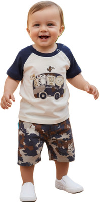 Pompidou Baby Boys Casual T-shirt Pant(Black)