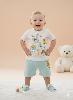 Pompidou Baby Boys Casual Top Pant(Sea Green)