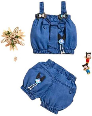 MAAVAISHNO Baby Girls Casual Top Shorts(blue)