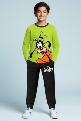 DISNEY BY MISS & CHIEF Boys Mickey Casual T-shirt Track Pants(Green, Black)
