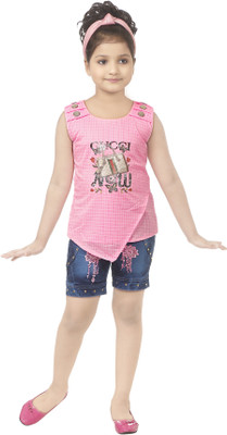 ZIORA Girls Party(Festive) Top Shorts(Pink)