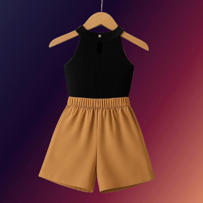 RIYANSHI Girls Casual Top Skirt(Black, Brown)