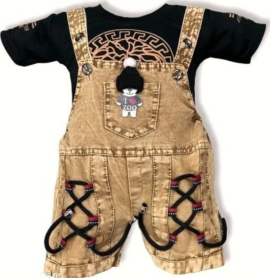 BETRAX Baby Boys & Baby Girls Mickey Party(Festive) T-shirt Dungaree(Black)