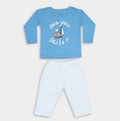 Cute chhora Baby Boys & Baby Girls Casual T-shirt Pant(Blue)