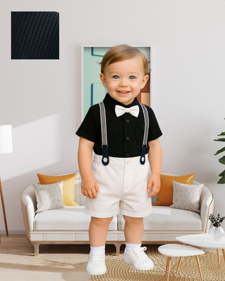 KRIYU CREATION Boys Party(Festive) Shirt Shorts(BLACK)