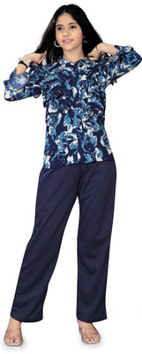 vroxa creation Girls Party(Festive) Top Trouser(Blue)