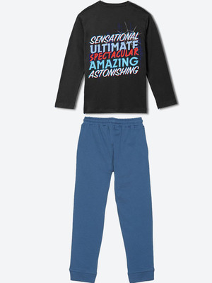 YK Marvel Boys & Girls Spiderman Casual T-shirt Jegging(Black)