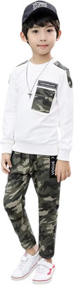 Sagar Impex Boys Casual T-shirt Pant(White)