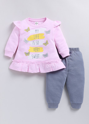 TINY BINY Girls Casual Top Pant(Light Pink)