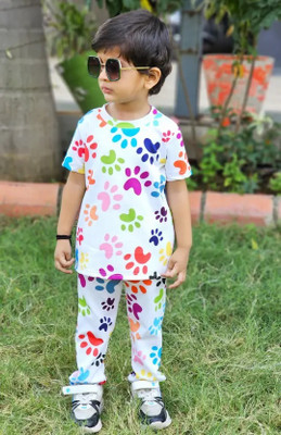 SIMPREET Boys & Girls Casual T-shirt Track Pants(WHITE)