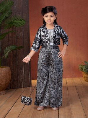 Sangria Girls Party(Festive) Top Pant(Black)