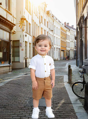 RIYANSHI Boys Casual Shirt Pant(Brown)