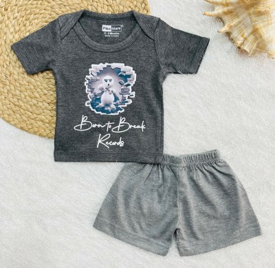 Piku Store Baby Boys & Baby Girls Casual T-shirt Shorts(Grey)