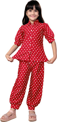 Mijaashree Girls Casual Top Pant(Red)
