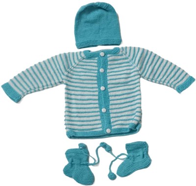 Cute Collection Baby Boys & Baby Girls Casual Sweater Bootie, Pyjama, Cap(Blue)