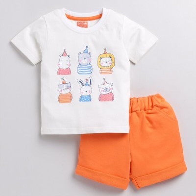 Snuggly Monkey Baby Boys & Baby Girls Casual Top Shorts(Orange)