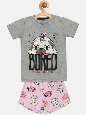 Yk Boys Casual T-shirt Shorts(Grey)