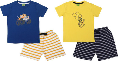 ShaishavWears Baby Boys Casual T-shirt Shorts(Blue - Yellow)