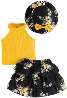 Bold N Elegant Baby Girls Party(Festive) Top Skirt(Yellow)
