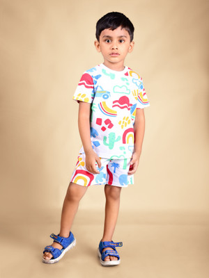 Dear to dad Baby Boys Casual T-shirt Shorts(White-SeaLife)